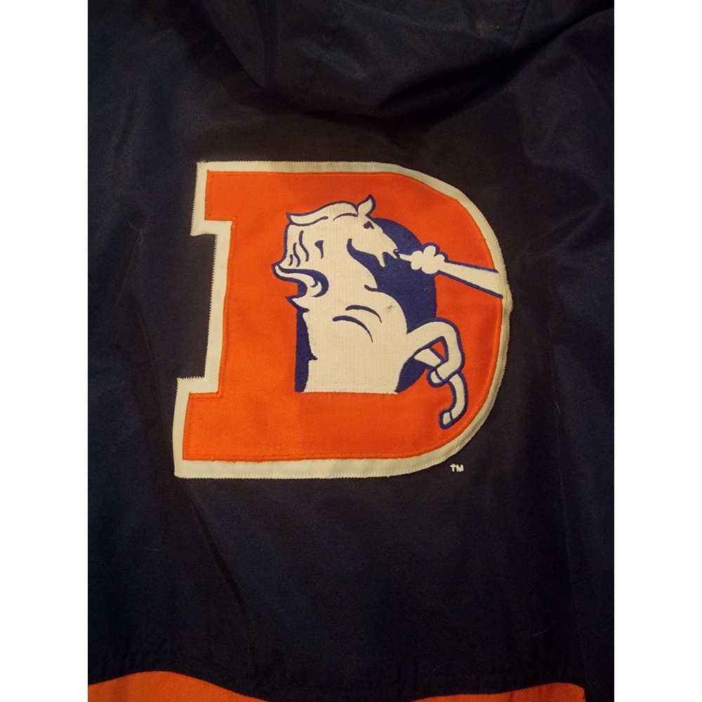 Vintage 90s Nike Pro Line Denver Broncos Puffer Jacket Mens XL Navy Orange NFL